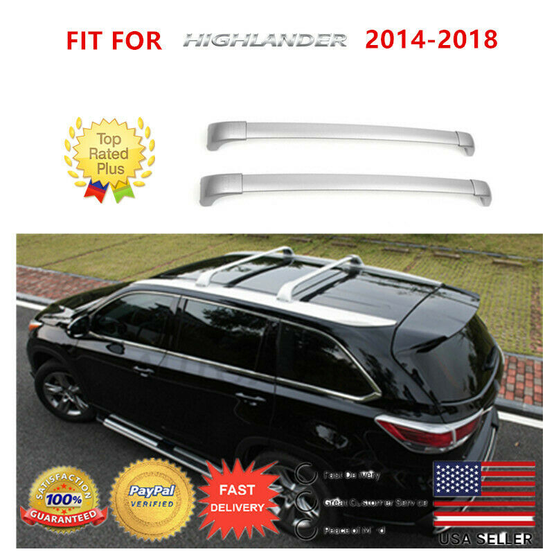 Fit for 14-18 Toyota Highlander LE OE Style Roof Rack Cross Bars Silver Pair Set