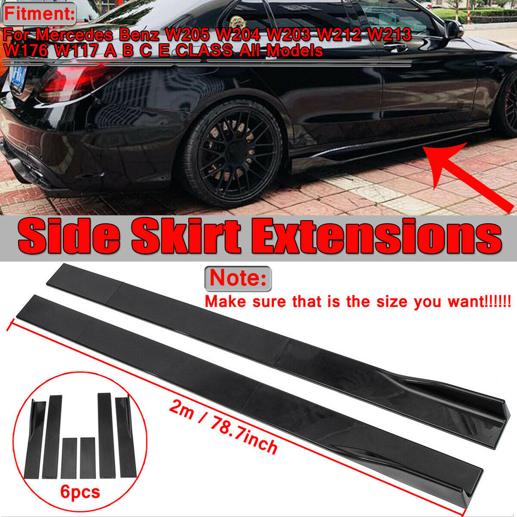 Glossy Black Side Skirt Extensions Splitters Lip Polypropylene 78.7