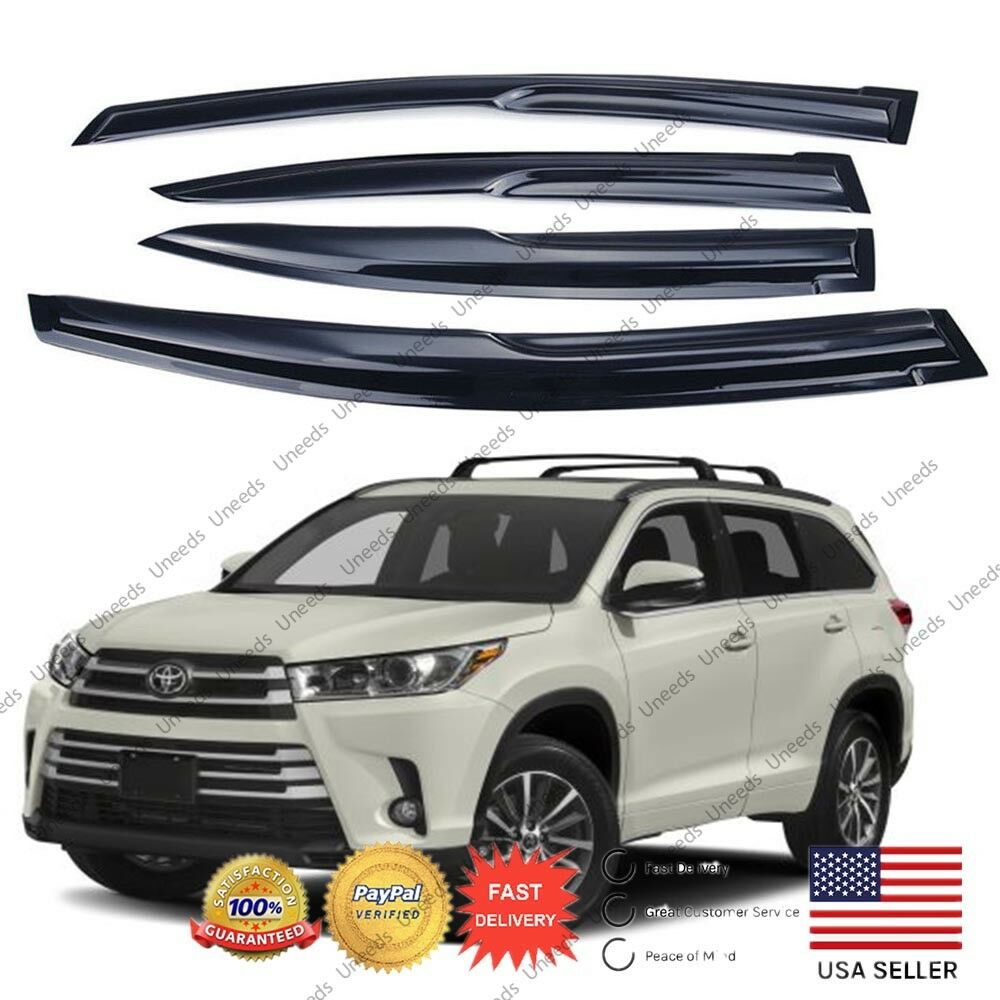 3D JDM MUGEN STYLE SMOKED WINDOW VISOR VENT SHADE for Toyota Highlander 14-19