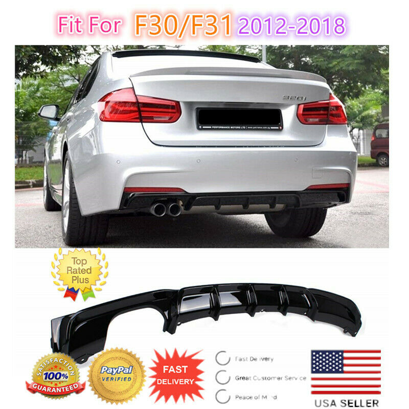 For 2012-2018 BMW F30 F31 M STYLE Black Left Single Exhaust Rear Bumper Diffuser