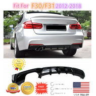 For 2012-2018 BMW F30 F31 M STYLE Black Left Single Exhaust Rear Bumper Diffuser