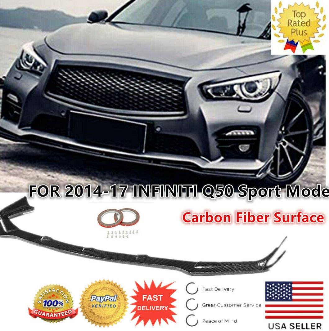 For 2014-2017 Infiniti Q50 sport Front Bumper Lip Spoiler Splitter Carbon fiber