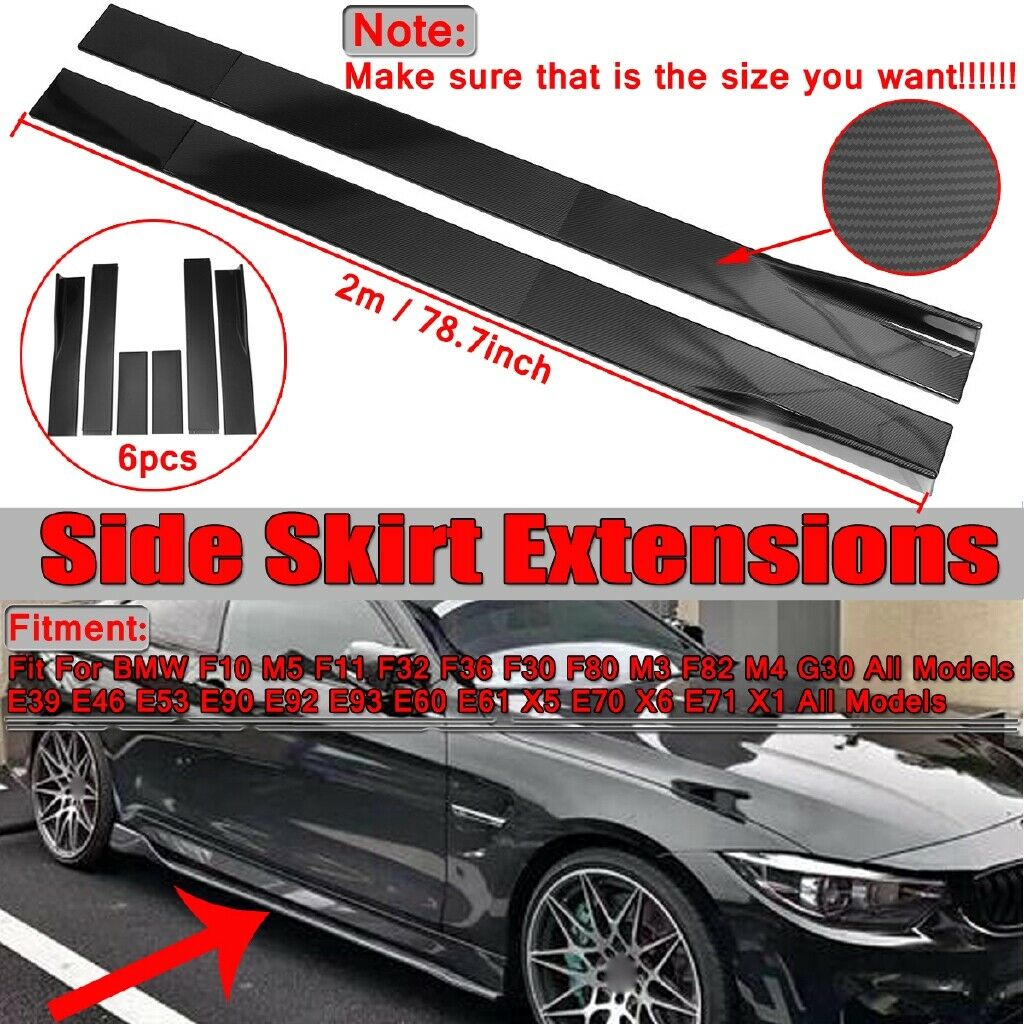 Carbon Fiber Painted Side Skirt Extensions Splitters Lip  78.7