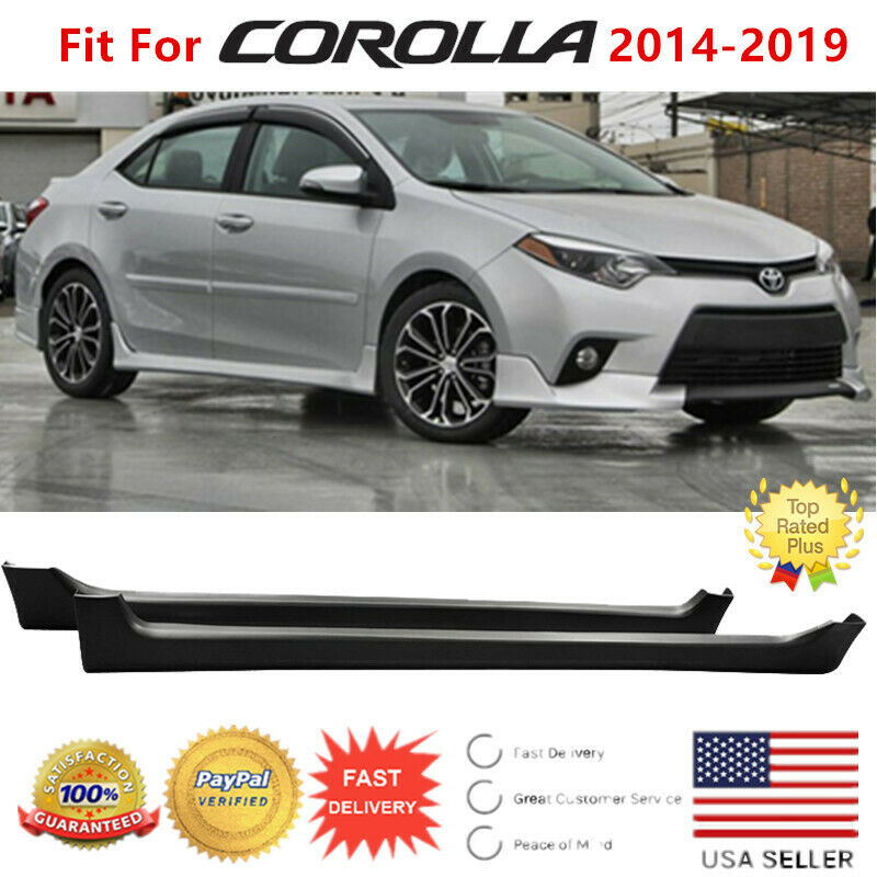 Fit For 2014-2019 Toyota Corolla JDM Style Unpainted Black Side Body Skirts