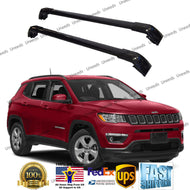 Top Roof Rack Fit 2017-19 Jeep Compass Black Baggage Luggage Cross Bar Crossbar