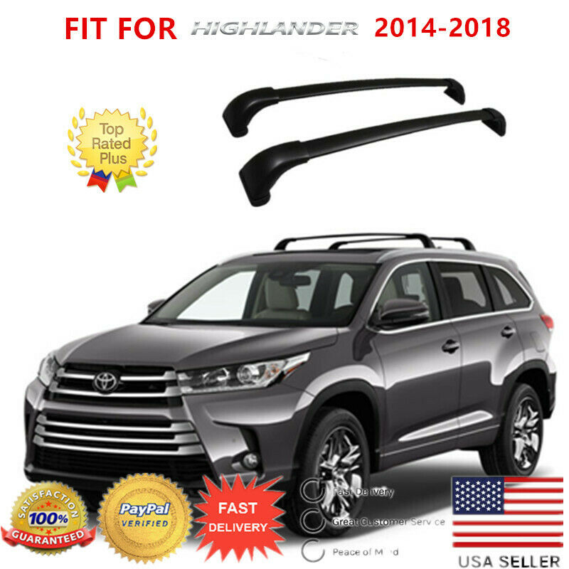 Fit for 14-18 Toyota Highlander LE OE Style Roof Rack Cross Bars Black Pair Set