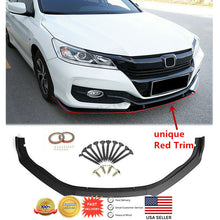 Load image into Gallery viewer, For 2018- 2020 Honda Accord Sedan Glossy Black Front Bumper Lip With Red Trim
