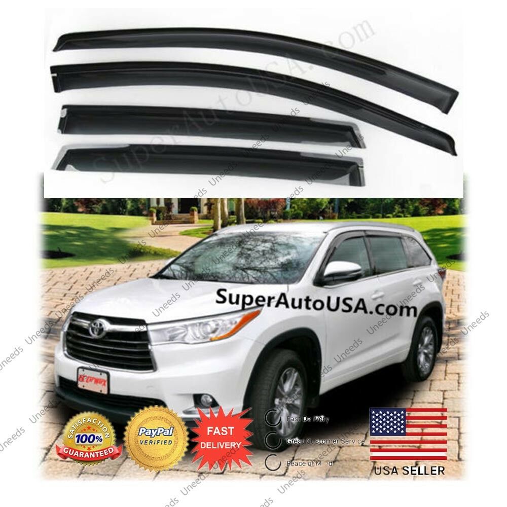 JDM OE Style Window Vent Visors Sun Rain Wind for Toyota Highlander 2014 - 2018