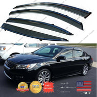 FOR 2013-17 9TH GEN HONDA ACCORD CLIP-ON TYPE SMOKE WINDOW SUN VISOR W/ BLK TRIM