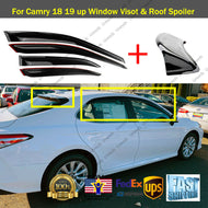 WINDOW VISOR RAIN/SUN VENT & Rear Roof Spoiler Wings Fit 2018 2019 TOYOTA CAMRY