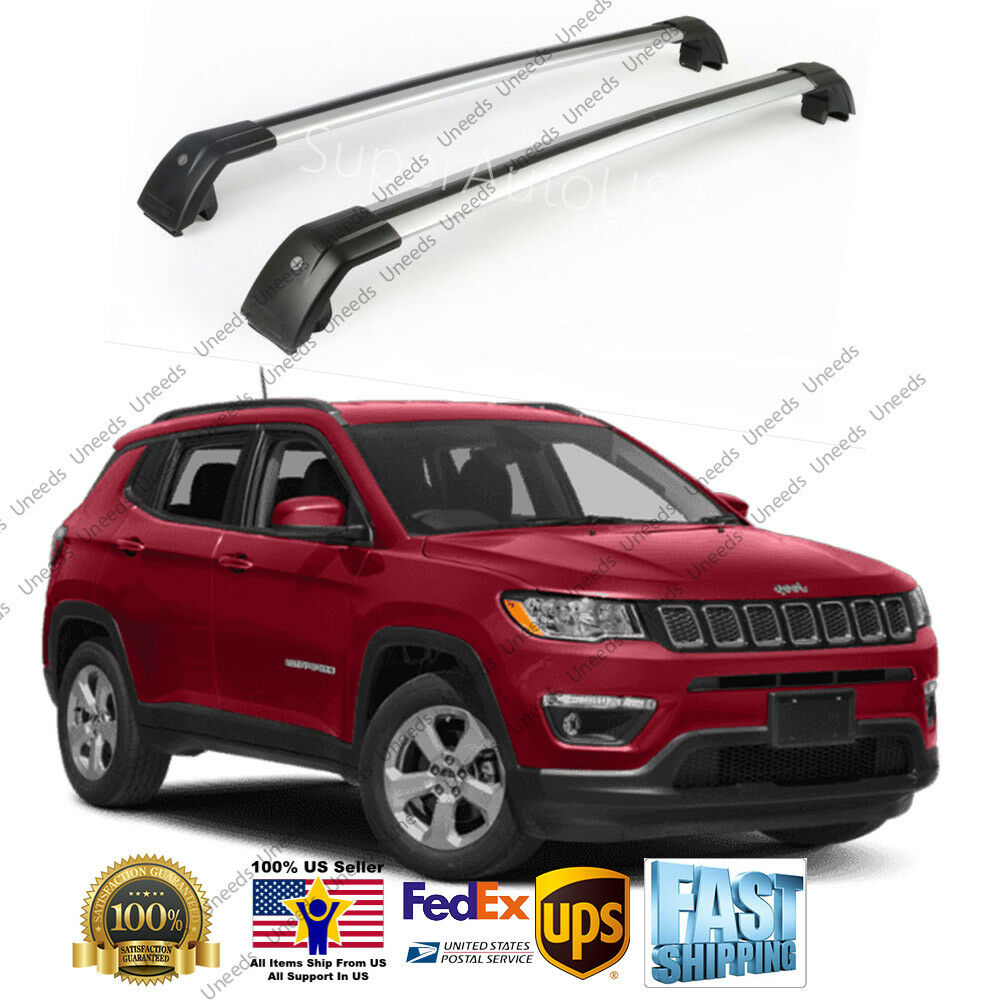 Top Roof Rack Fit 2017-19 Jeep Compass Sliver Baggage Luggage Cross Bar Crossbar