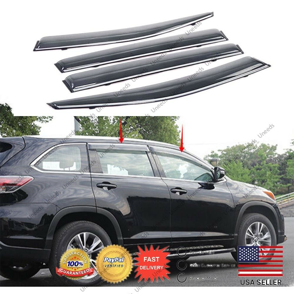 OE Style Window Vent Visors Sun Rain Wind Deflectors for Toyota Highlander 14-18