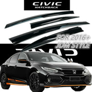 JDM Style FOR Honda Civic 2017-21 Hatchback Window Vent Visors Rain Deflectors