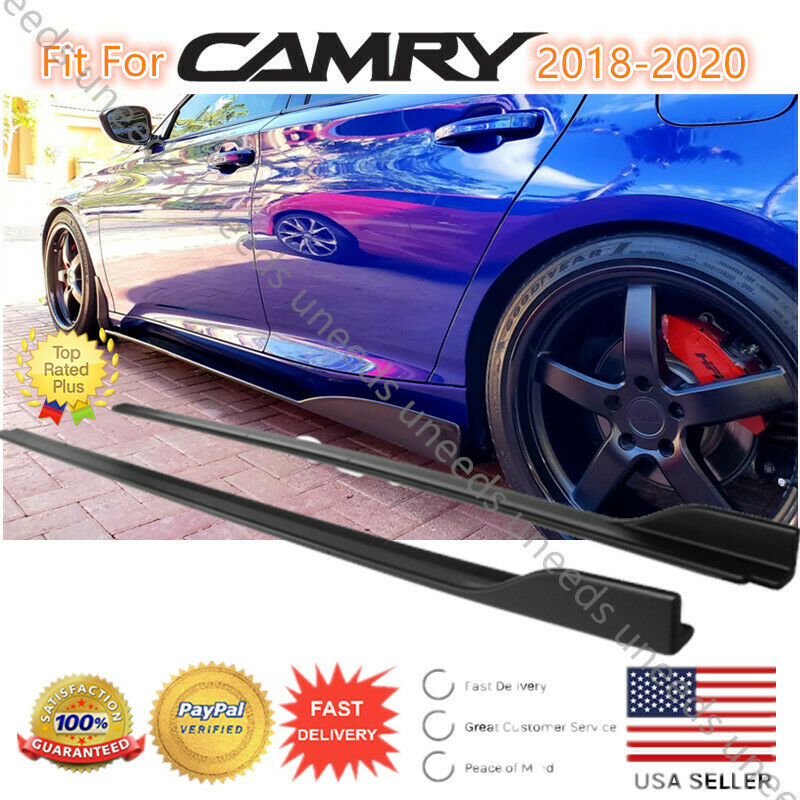 Fits 2018-2020 Toyota Camry Set of 2 Side Body Skirts Extensions Gloss Black