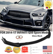 For 2014-2017 Infiniti Q50 sport Glossy Black Front Bumper Lip Spoiler Splitter