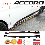 For Honda Accord 2018-2020 Gloss Black Side Skirt Extension Lip with Red Trim