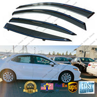 Fit 2018-19 TOYOTA CAMRY CLIP-ON CHROME TRIM WINDOW VISOR RAIN GUARD DEFLECTOR