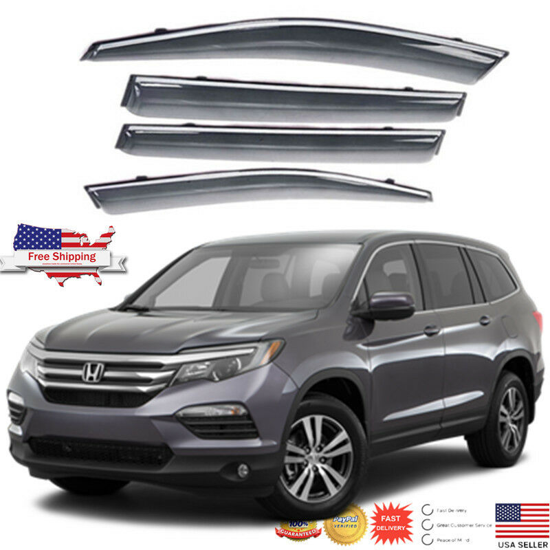 Fit 2016-20 Honda Pilot Chrome Trim WV WINDOW VISOR RAIN/SUN VENT GUARD SHADE