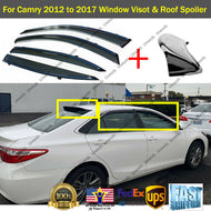 WINDOW VISOR RAIN/SUN VENT & Rear Roof Spoiler Wings Fit 2012-2017 TOYOTA CAMRY