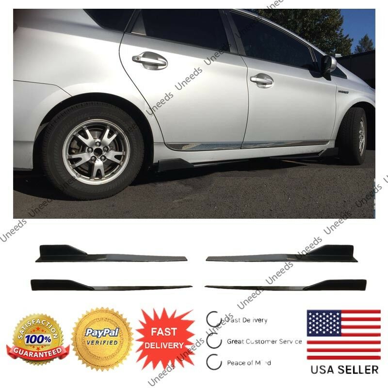 4PCS Universal Black Side Skirts Body Kit Rocker Panels Splitters Winglet Wings