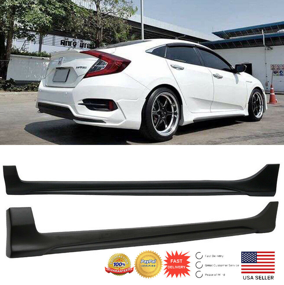 MOD Style Unpainted Black Side Body Skirts for 2016-19 Honda Civic Sedan 4-door