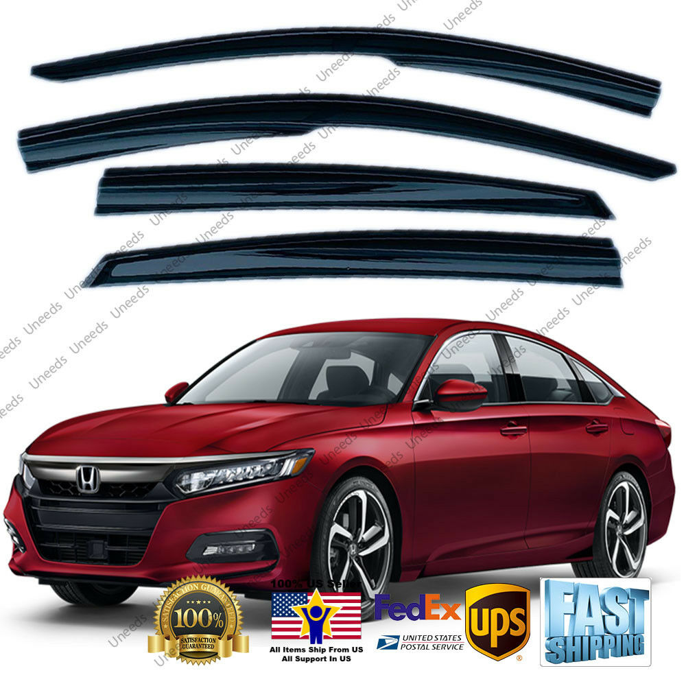 3D JDM MUGEN STYLE SMOKED WINDOW VISOR RAIN/SUN VENT SHADE FOR 2018 2019 ACCORD