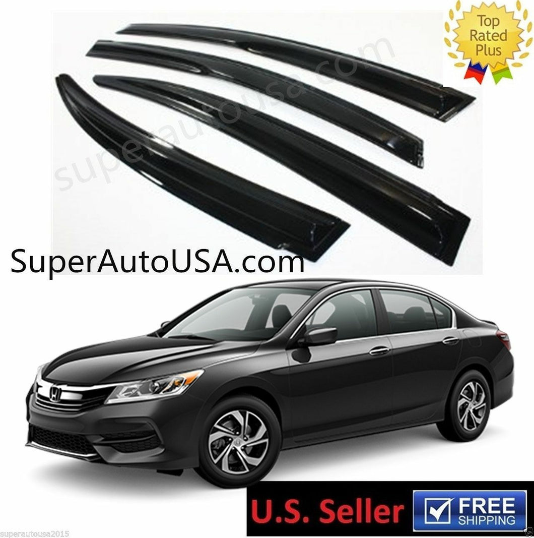 3D JDM MUGEN STYLE SMOKE WINDOW VISOR RAIN/SUN VENT SHADE for ACCORD 2013-2017