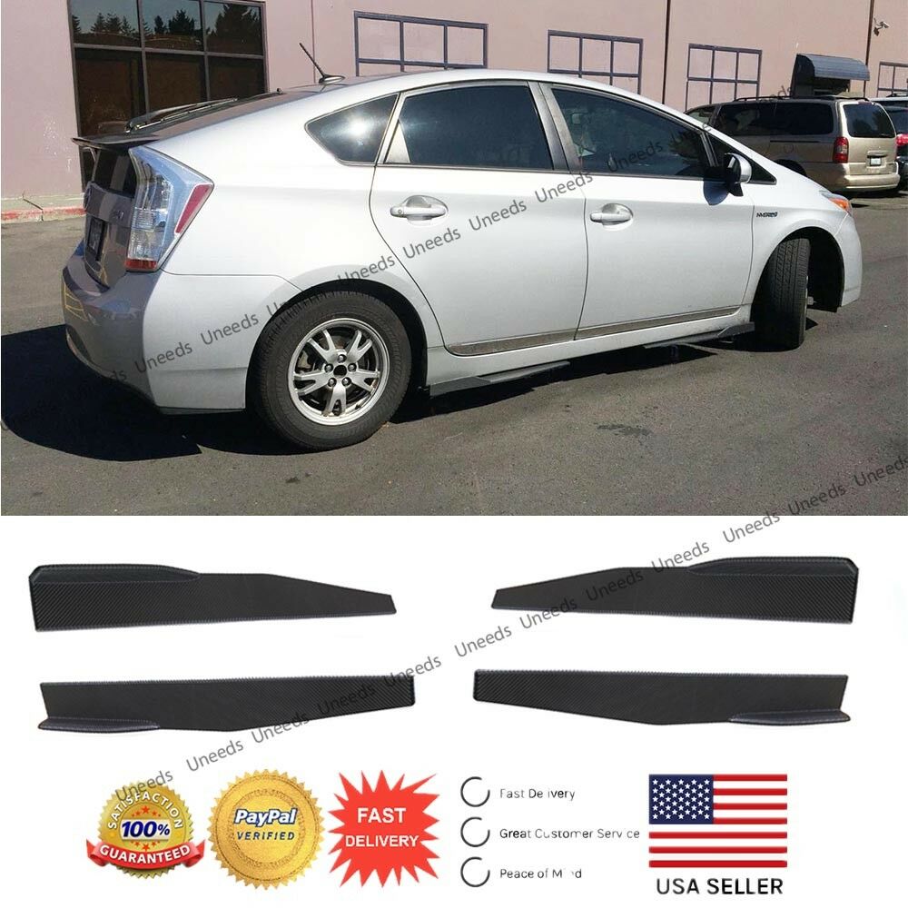 2 Pairs Carbon Fiber Side Skirts Body Kit Rocker Panels Splitters Winglet Wings