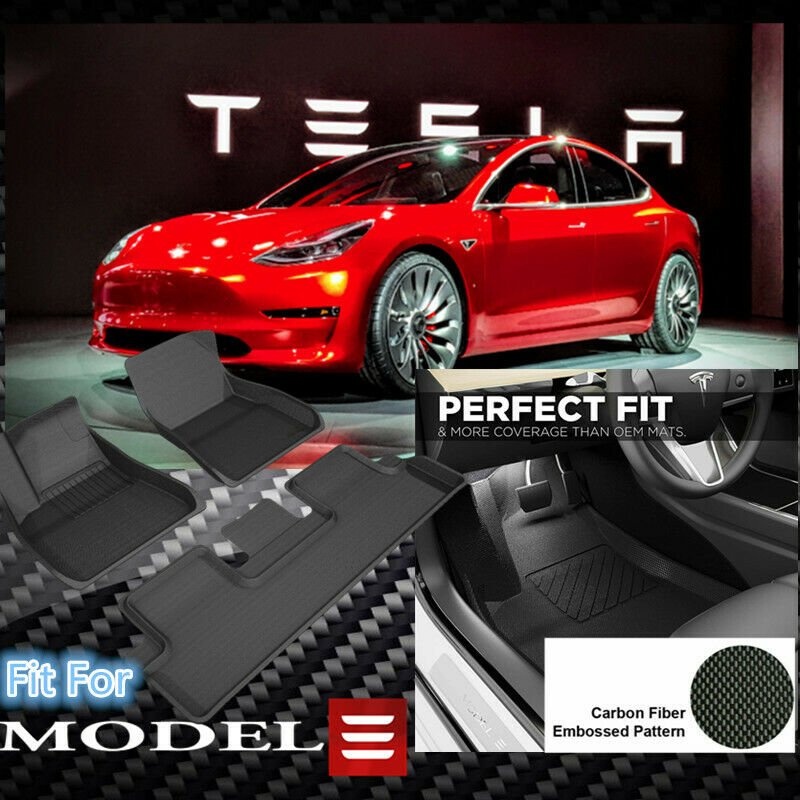 Fit For Tesla Model 3 2017-2020 3D Floor Mats Anti Spill Lazer Cut Floor Mats