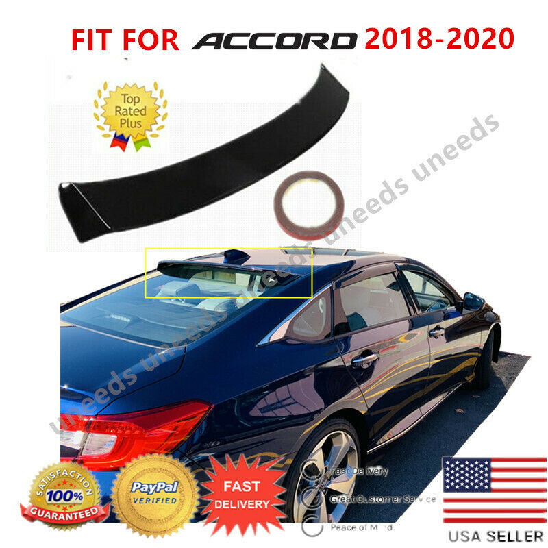 For 2018-2020 Honda Accord 4 Dr ABS Black Rear Roof Window Visor Spoiler 3D JDM