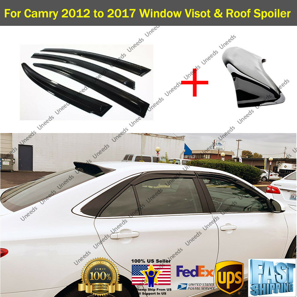 For 2012-2017 TOYOTA CAMRY WINDOW VISOR RAIN/SUN VENT & Rear Roof Spoiler Wings