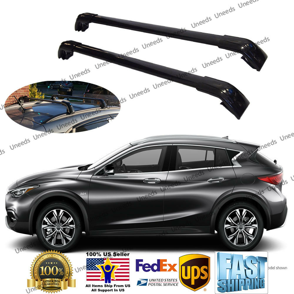 Top Roof Rack Fit INFINITI QX30 2016-19 Black Baggage Luggage Cross Bar Crossbar