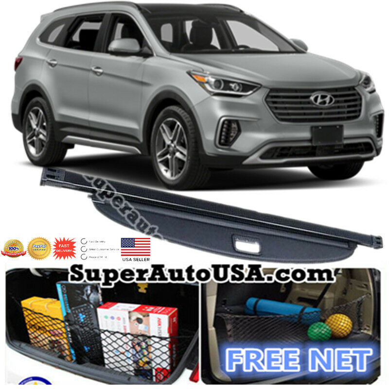 For 2013-2018 Hyundai Santa Fe / XL TRUNK BLACK OE STYLE RETRACTABLE CARGO COVER