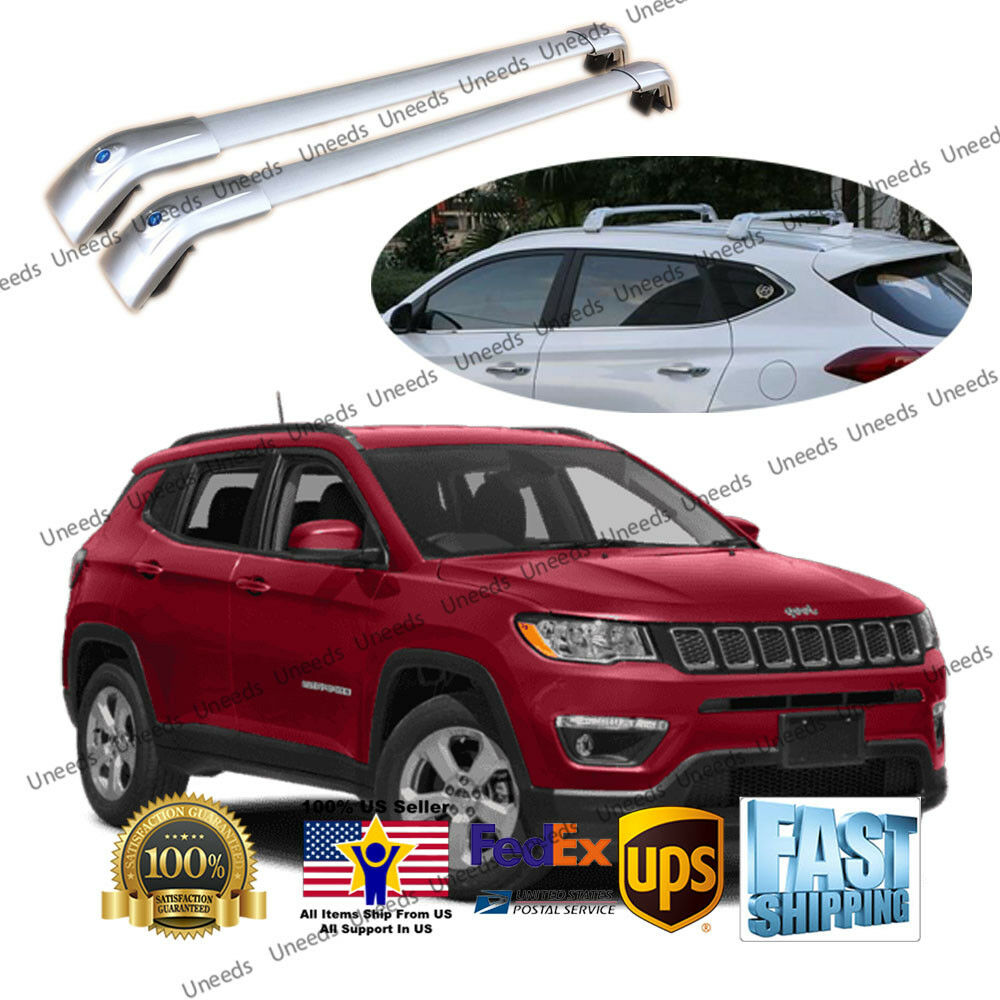 Top Roof Rack Fit 2017-19 Jeep Compass Sliver Baggage Luggage Cross Bar Crossbar