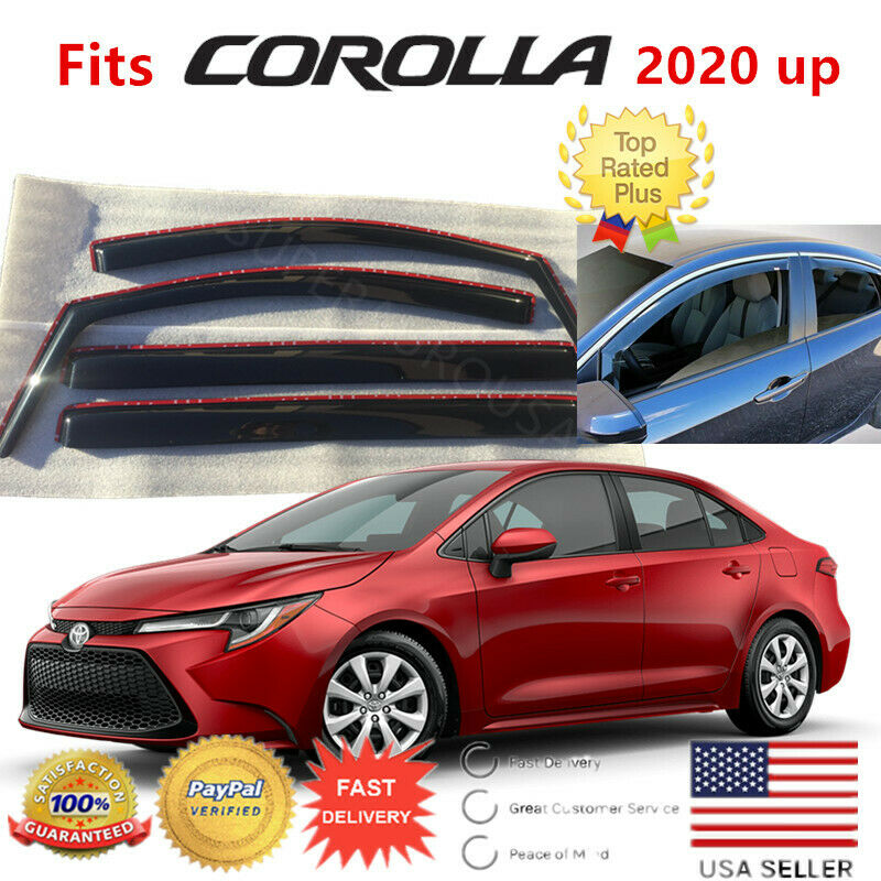 Fits Toyota Corolla 2020 up 4Dr Sedan In-Channel Window Visor Rain Deflectors